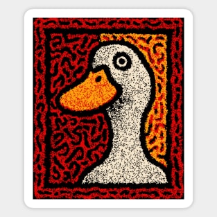 Outsider Art Duck | A Quirky Tapestry Portrait Magnet